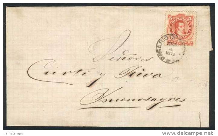 Folded Cover Dated 4/JA/1871, Franked By GJ.38 With ROSARIO Datestamp With Maltese Cross, Excellent Quality! - Other & Unclassified