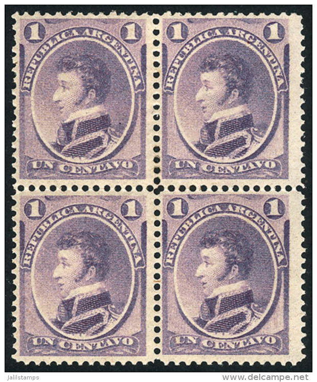 GJ.35, 1867 1c. Balcarce, Beautiful Block Of 4 Mint Lightly Hinged, VF Quality! - Other & Unclassified