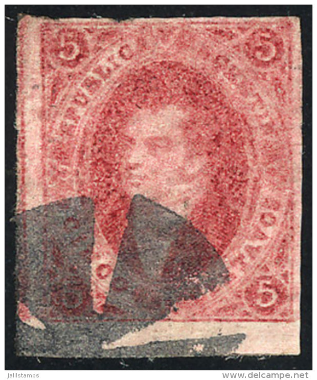 GJ.34, 8th Printing, Fantastic Example Of 4 Margins, 2 Of Them Immense (the Left One With Part Of Neighboring Stamp... - Used Stamps