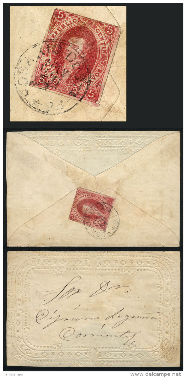 GJ.32, 7th Printing Imperf, Used As Postage On A Cover (with Nice Embossed Borders On Front, Back Flap Missing)... - Covers & Documents