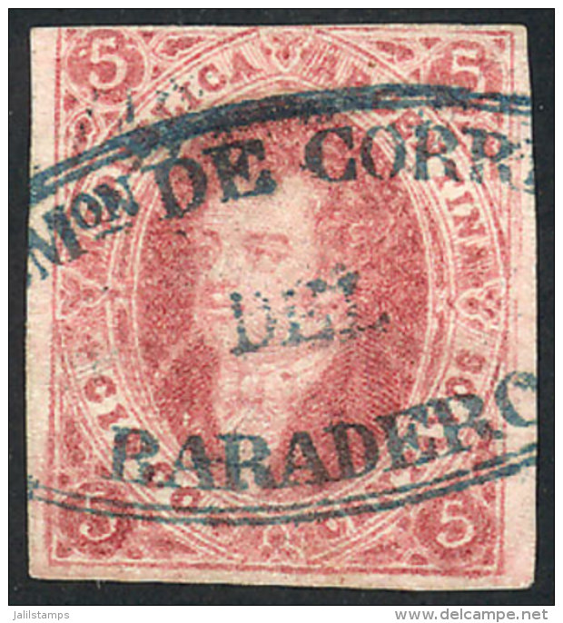 GJ.32, 7th Printing Imperf, With The Rare 'Admon. De Correos De BARADERO' Cancel (+300%), VF! - Used Stamps