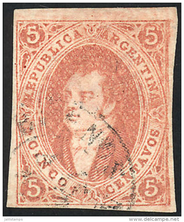 GJ.27, 6th Printing Imperf, Beautiful Dun Red Color, With Variety: Double Vertical Line At Right (very Rare),... - Used Stamps
