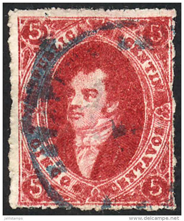 GJ.26, 5th Printing, Lovely BRIGHT CARMINE Color, With Rare Railway PO Cancel, Superb! - Used Stamps