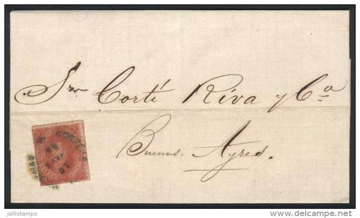 Complete Folded Letter Dated 12/SE/1866, Franked With A Fantastic GJ.25 Sheet-margin Example (4th Printing), With... - Used Stamps