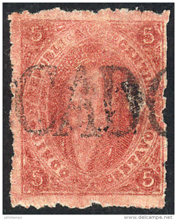 GJ.25, 4th Printing, With The Extremely Rare CERTIFICADO Cancel Of Jujuy, Very Few Examples Of The 5c. Are Known... - Used Stamps