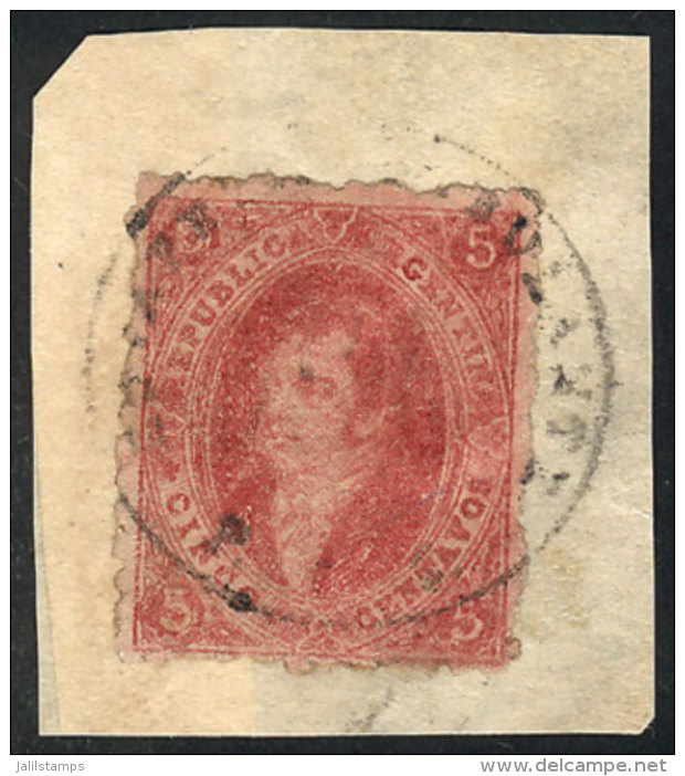 GJ.25, 4th Printing, Superb Copy On Fragment Tied By Circular Railway PO Cancel 'Estafeta Ambulante Del F.C.S.' In... - Used Stamps