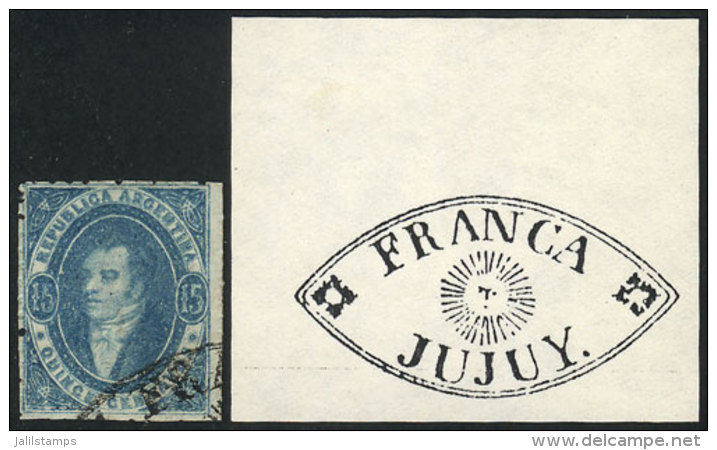 GJ.24, 15c. Worn Impression, With Double Ogive FRANCA-JUJUY Cancel With Sun, Extremely Rare, Excellent Quality! - Used Stamps