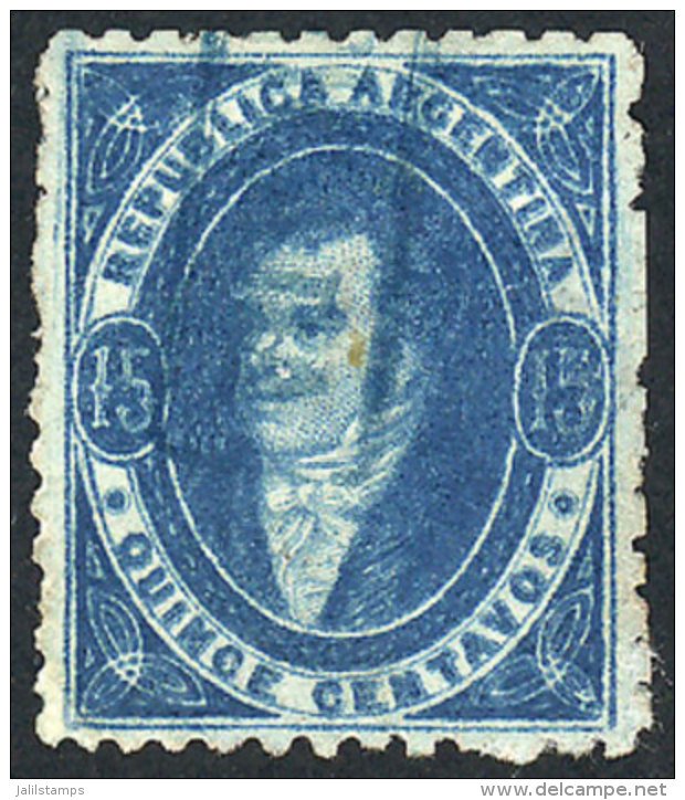 GJ.24, 15c. Worn Impression, With Blue Framed CERTIFICADA Cancel, Excellent Quality! - Covers & Documents