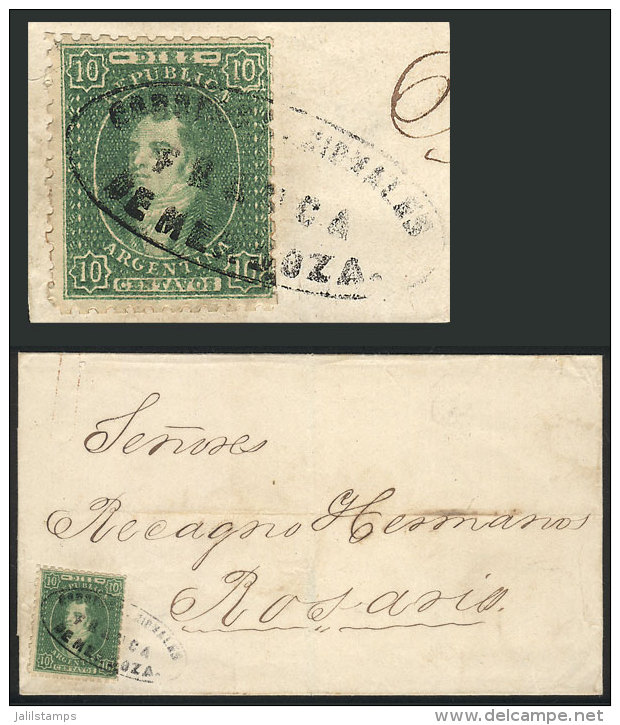 GJ.23, 10c. Semi-clear Impression, With Oval Cancel Of MENDOZA, On A Folded Cover Posted To Rosario On 30/DE/1865,... - Unused Stamps