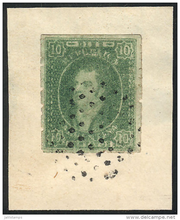 GJ.23, 10c. Worn Impression, Rare Dirty Impression On Tinted Paper, Tied On Fragment By Dotted Cancel, Excellent... - Gebraucht