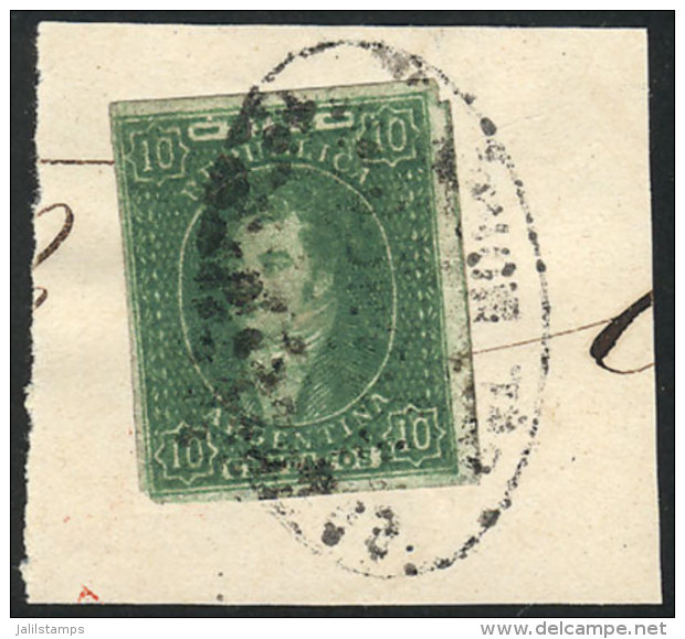 GJ.23g, 10c. Worn Impression, On Fragment With Black FRANCA DEL MORRO Oval Cancel, Superb! - Used Stamps