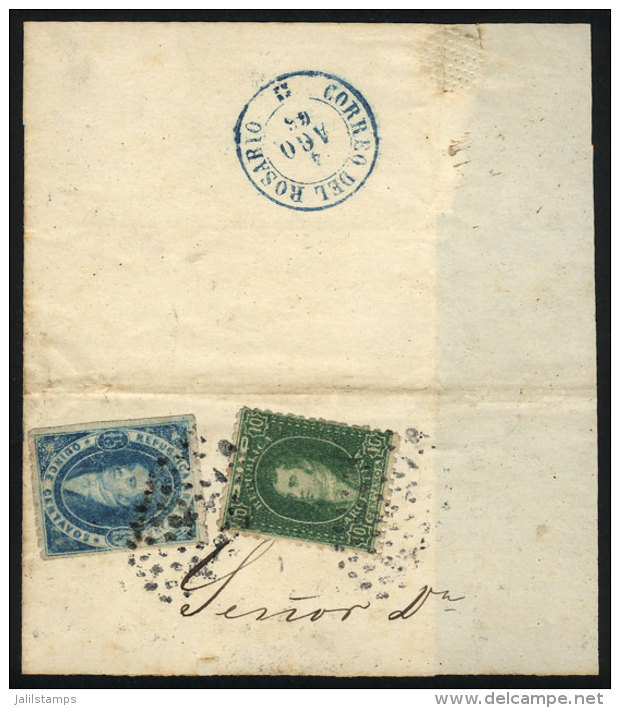 GJ.23 + 24, Large Fragment With Postage Of 10c. + 15c. Rivadavia, Both Worn Impression, With Mute 7x7 Dotted... - Used Stamps