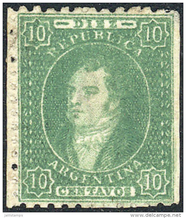 GJ.23, 10c. Worn Impression, Mint, With Left Sheet Margin, Tiny Thin In One Corner (very Small), Excellent Front! - Unused Stamps