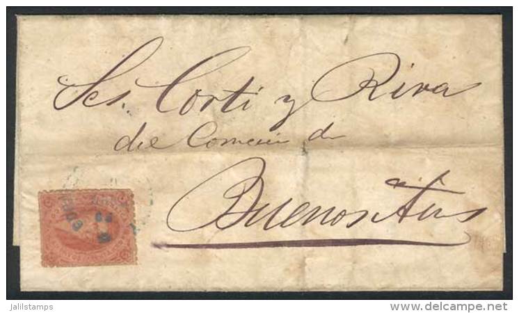 Folded Cover Dated 26/AP/1865, Franked By GJ.20 (Rivadavia 3rd Printing), With Rimless Datestamp Of... - Used Stamps