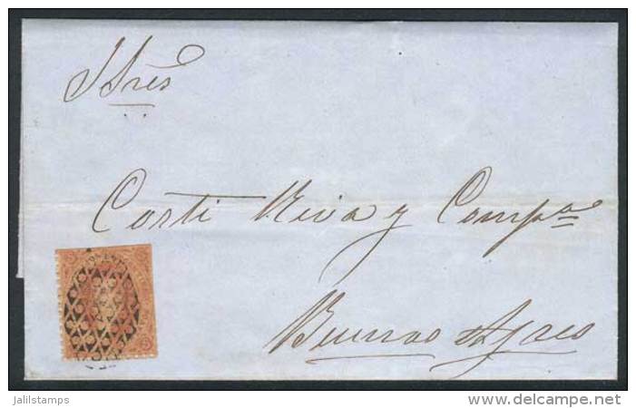 Folded Cover Franked By GJ.20 (3rd Printing) With Mute Cancel Of LA PAZ (Entre Ríos), Excellent Quality.... - Used Stamps