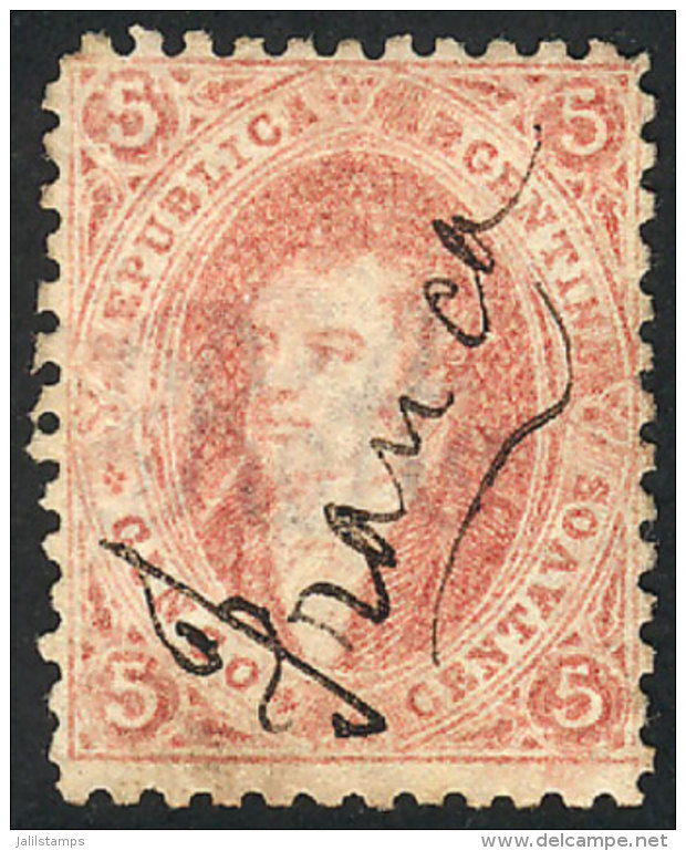 GJ.19, 1st Printing, With The Very Rare Pen 'Franca' Cancel Of FAMATINA (La Rioja), Excellent Quality! - Used Stamps