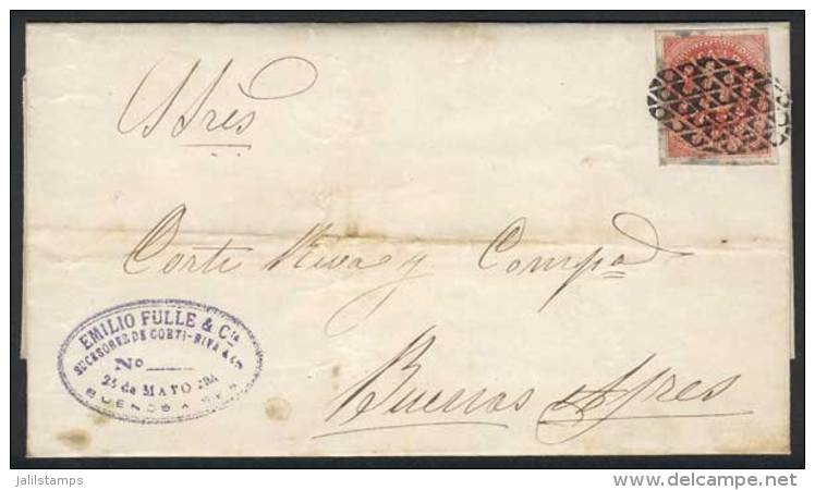 Folded Cover Dated 28/OC/1865, Franked By GJ.15 (Seal Of The Republic 5c. Narrow C) With Very Ample Margins, With... - Used Stamps