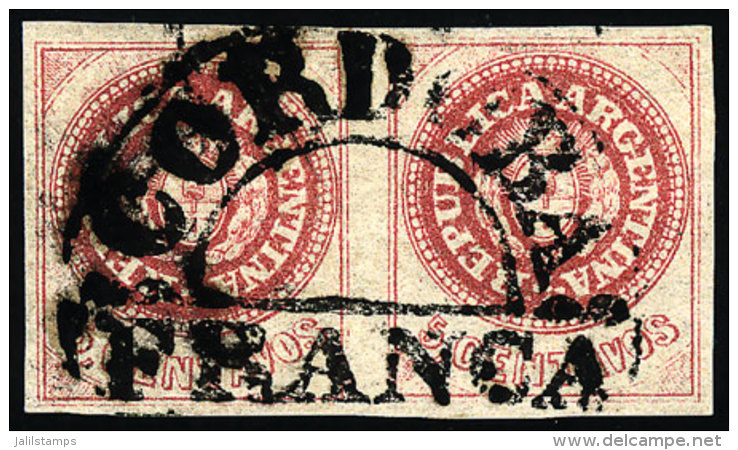 GJ.14, Worn Plate, Superb Pair Used In Córdoba, Excellent Quality! - Used Stamps