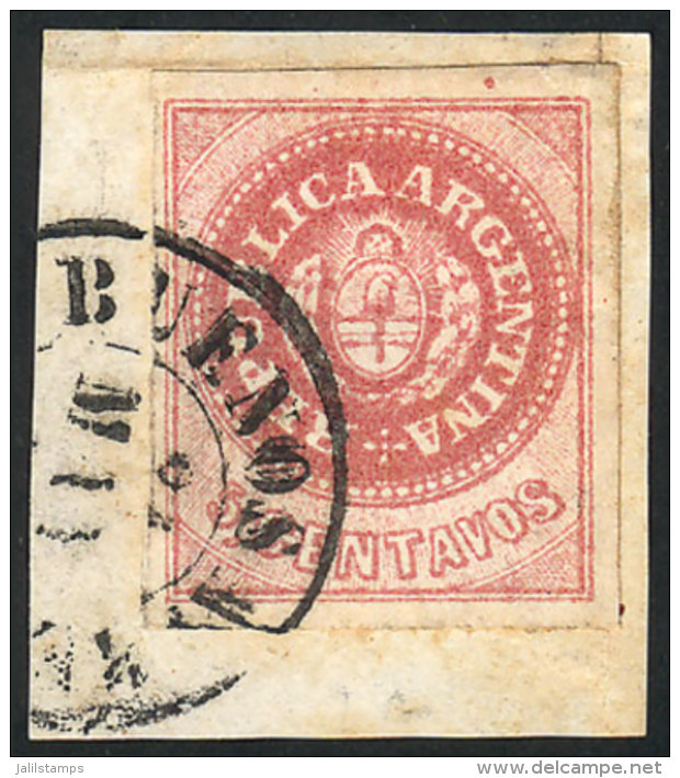 GJ.12, 5c. Without Accent, Semi-worn Plate, Fantastic Example Of Very Large Margins, Tied On Fragment By Buenos... - Used Stamps