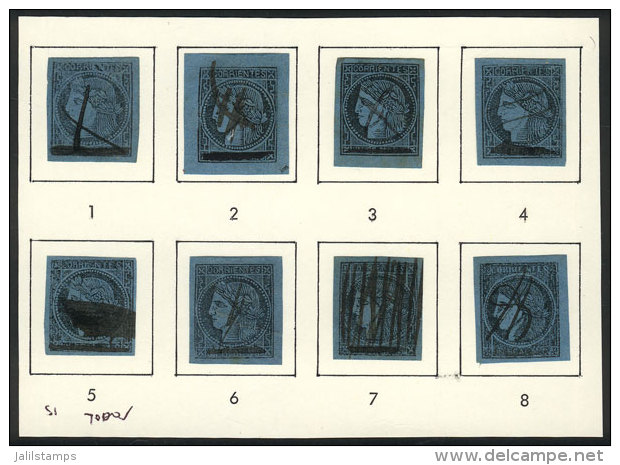 GJ.2, 1860 Provisional Stamp With Goose Quill Stroke Through The Value, Reconstruction Of The Block With The 8... - Corrientes (1856-1880)