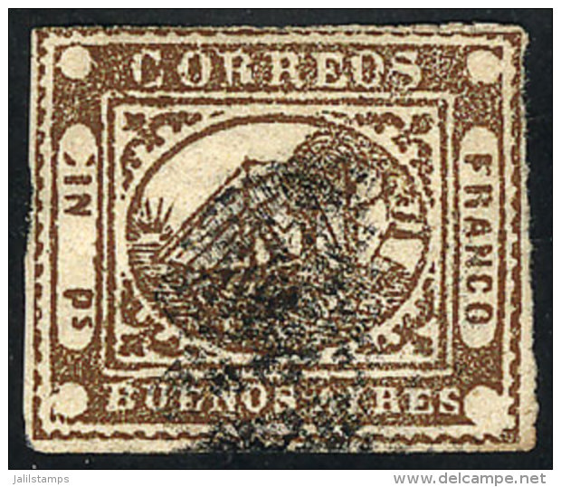 GJ.10A, IN Ps. Light Dun, Type 30 On The Kneitschel Reconstruction, With Ponchito Cancel, 4 Complete And Ample... - Buenos Aires (1858-1864)