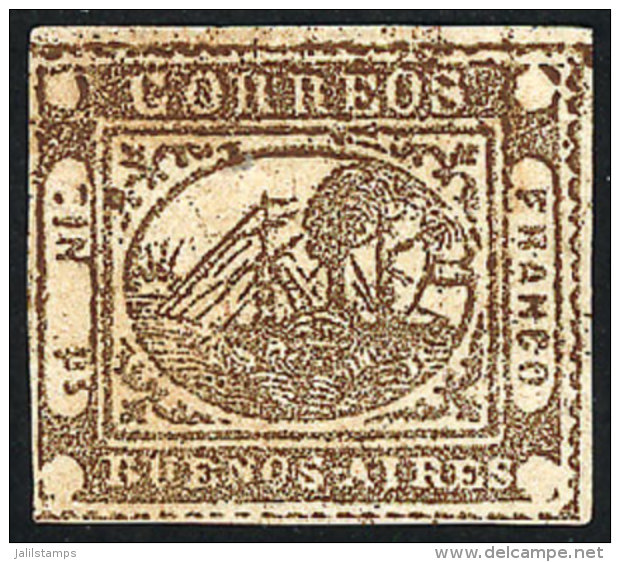 GJ.10, IN Ps. Yellowish Dun, Type 6 On The Kneitschel Reconstruction, Mint, With Top Sheet Margin (very Rare), Very... - Buenos Aires (1858-1864)