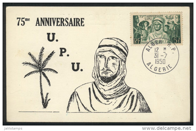 Maximum Card Of JUL/1950: UPU 75 Years, Peoples Of The World, VF Quality - Algeria (1962-...)