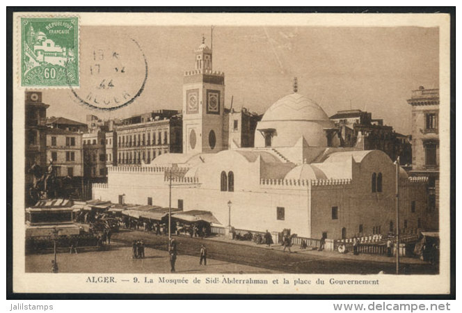 ALGIERS: Mosque Sidi Abderrahman &amp; Place Du Gouvernement, Maximum Card Of 1944, VF - Algeria (1962-...)