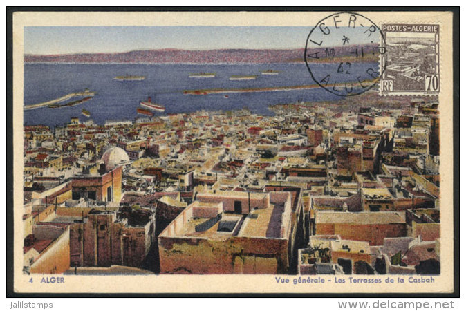 ALGIERS: General View, Casbah Terraces, Maximum Card Of NO/1942, VF Quality - Algeria (1962-...)