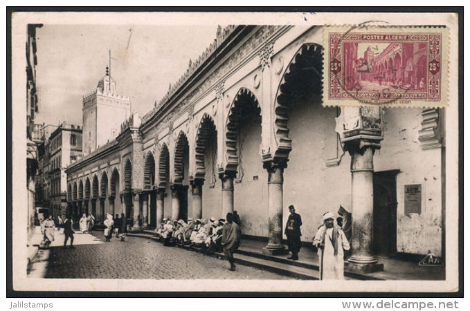 ALGIERS: Mosque El Kébir &amp; Rue De La Marine, Maximum Card Of 31/JUL/1937, VF Quality - Algeria (1962-...)