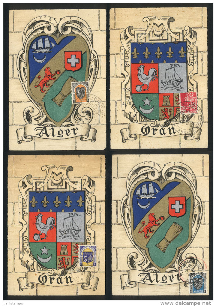 4 Old Maximum Cards: COATS OF ARMS, VF General Quality - Algeria (1962-...)