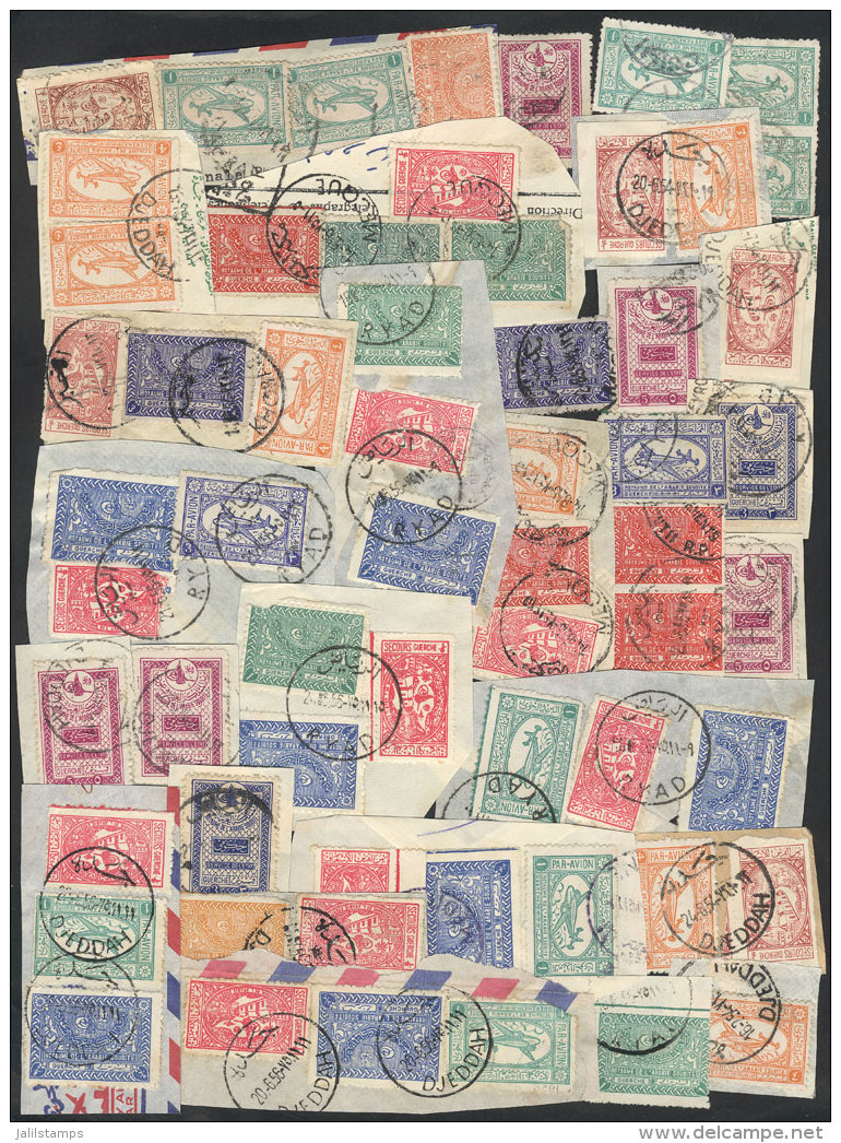 Lot Of Several Dozens Used Stamps On Fragments, Excellent Quality, Perfect Lot To Look For Good Postmarks! - Saudi Arabia