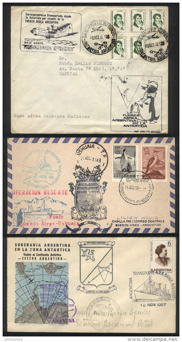 3 Covers Posted Between 1967 And 1972, Interesting Flights To Antarctica, Fine To VF Quality! - Other & Unclassified