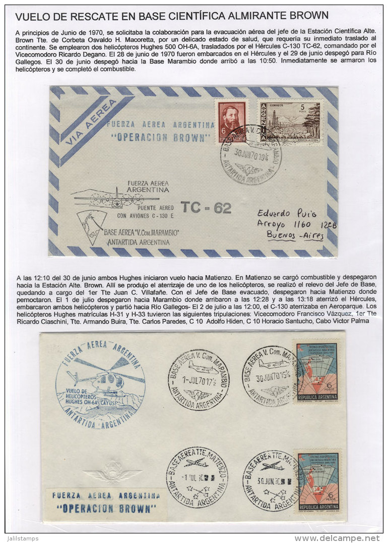 30/JUN/1970: Rescue Flight To The Scientific Station Almirante Brown, Exhibition Sheet With 2 Interesting Covers,... - Other & Unclassified