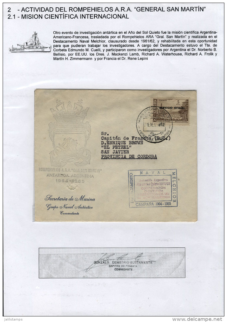 21/JA/1965: Scientific Mission Of Icebreaker Gral. San Martín, Cover With Various Marks And On Back... - Other & Unclassified