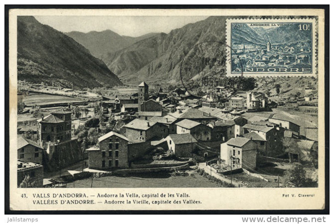Maximum Card Of 15/FE/1955: General View Of Andorra La Vella, Fine Quality - Used Stamps