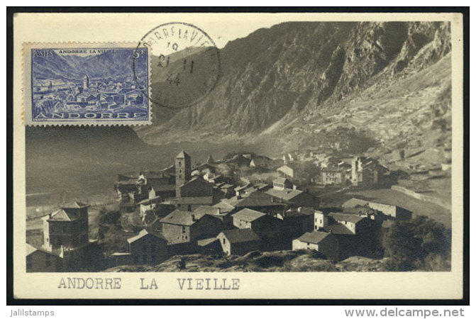Maximum Card Of NO/1944: Panorama Of Andorra La Vella, VF Quality - Used Stamps