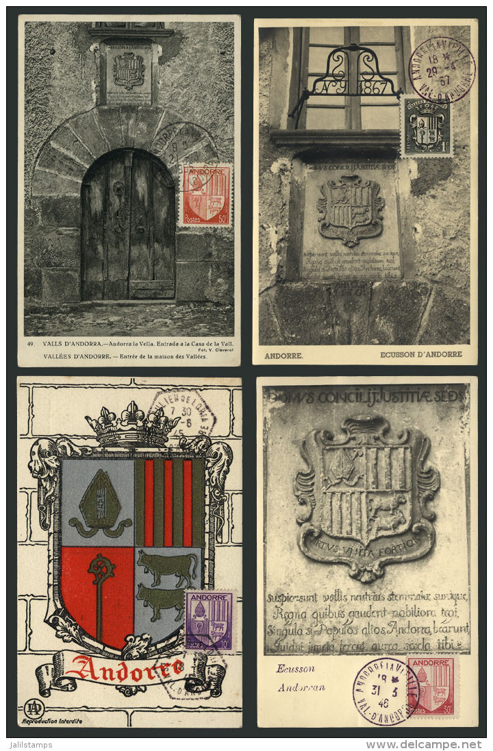 4 Maximum Cards Of 1937/55, Topic COATS OF ARMS, VF Quality - Usados