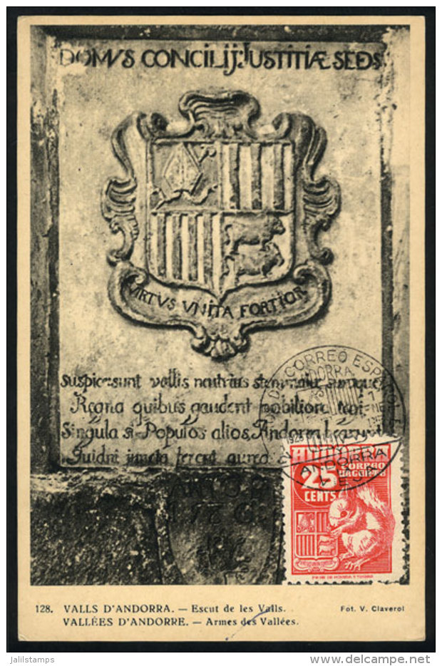 Maximum Card Of 1/JA/1953: Coat Of Arms, With Special Pmk "25 Years Spanish Mail", VF Quality - Sonstige & Ohne Zuordnung