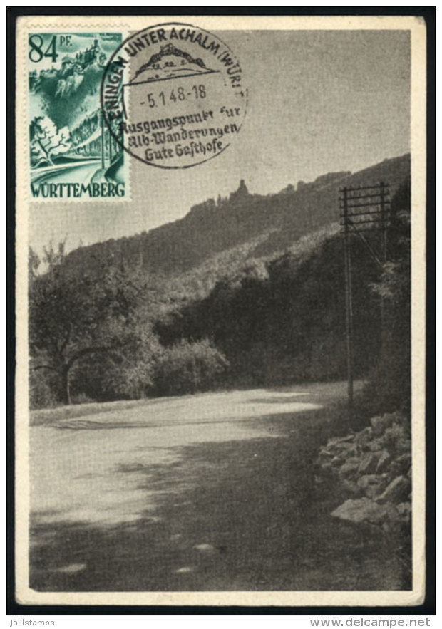 Maximum Card Of 5/JA/1948: Environs Of Eningen, Achalm, With Special Postmark, VF Quality - Andere & Zonder Classificatie