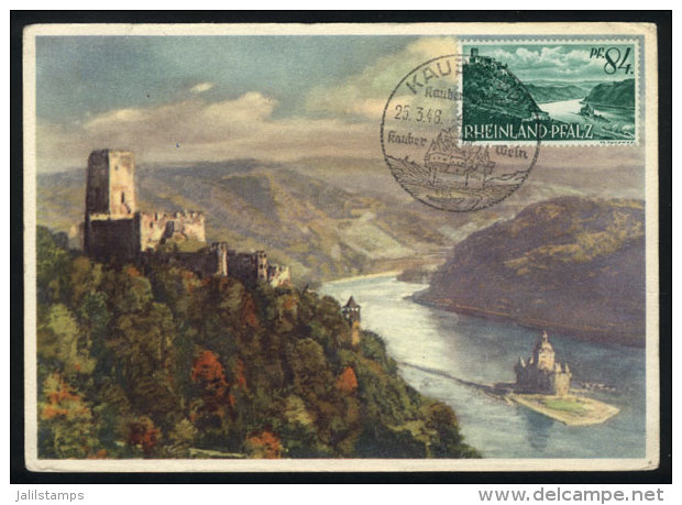 Gutenfels Castle And Environs Of Kaub, Maximum Card Of 25/MAR/1948, With Special Pmk, VF Quality - Other & Unclassified