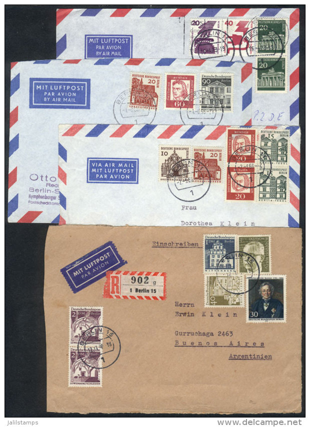 2 Covers And 2 Fronts Sent To Argentina Between 1966 And 1973, 3 With Interesting Postages Combining TWIN VALUES Of... - Other & Unclassified