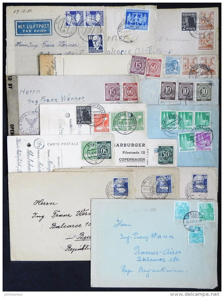 15 Covers Used Between 1946 And 1960, Many To Argentina, With Some Nice And Interesting Postages, Some Censored,... - Other & Unclassified