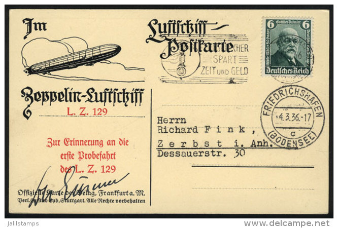 Postcard Flown By ZEPPELIN On 4/MAR/1936, Excellent Quality! - Other & Unclassified