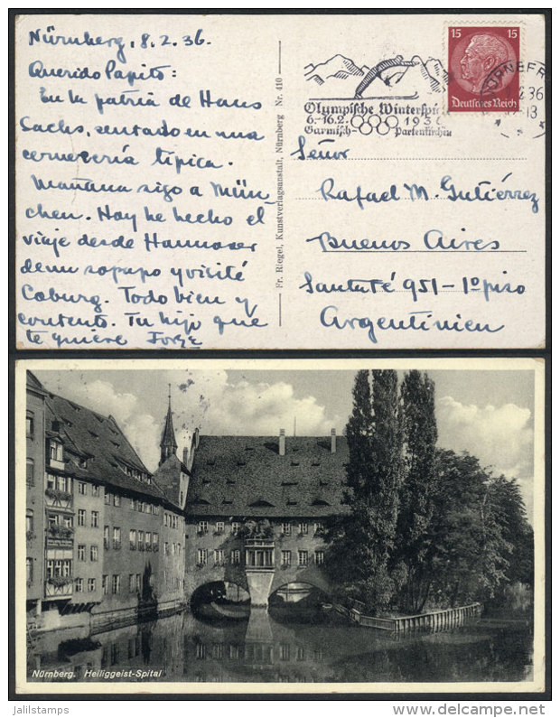 2 Postcards Sent To Agentina In 1936 With Slogan Machine Cancels Advertising The Berlin Summer Olympic Games And... - Other & Unclassified