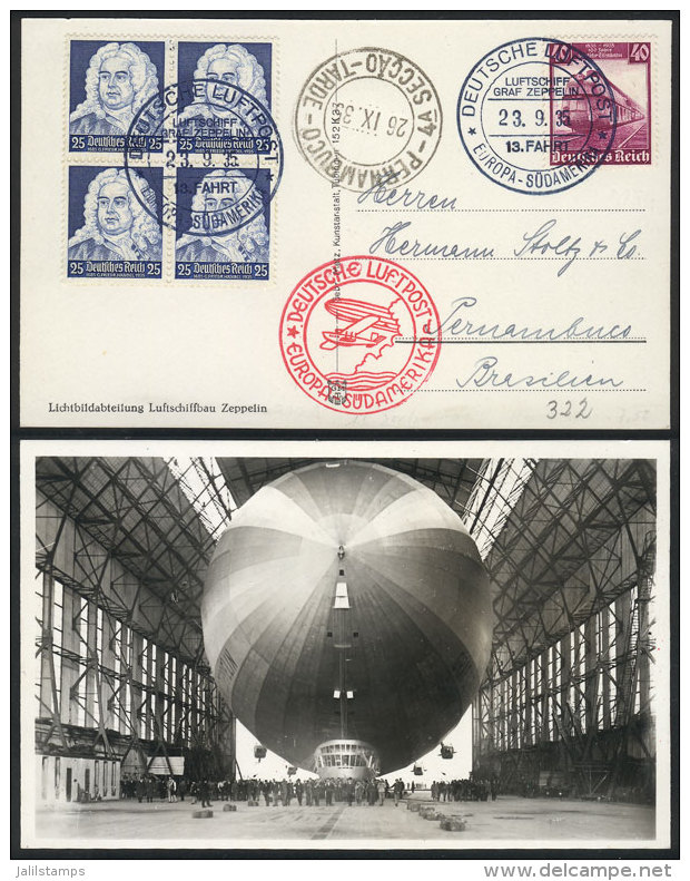 PC With Beautiful View Of ZEPPELIN In Hangar, Dispatched Onboard The Airship On 23/SE/1935 To Brazil, Excellent... - Andere & Zonder Classificatie