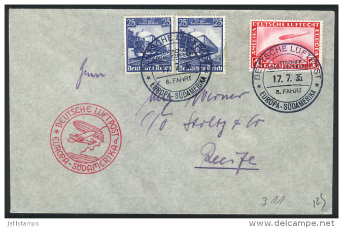 Cover Flown By ZEPPELIN, Dispatched Onboard On 17/JUL/1935, Handsome Postage, VF Quality! - Sonstige & Ohne Zuordnung