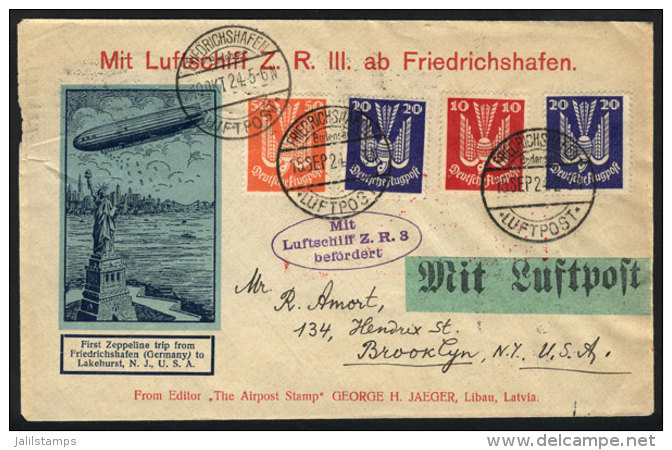 ZEPPELIN FIRST FLIGHT From Friedrichshafen To New York, Nice Postage Cancelled Friedrichshafen 15/SE/1924, Another... - Autres & Non Classés