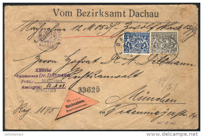 Official Cover Sent From Dachau To München On 30/MAR/1920, Very Nice! - Otros & Sin Clasificación