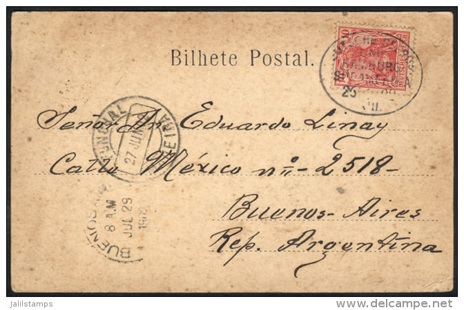 Postcard (Madeira, Porto Cruz) Franked With German Stamp Of 10Pf., Posted AT SEA, Postmarked "Deutsche Seepost -... - Altri & Non Classificati